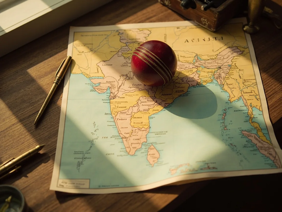 A close-up of an Indian cricket scoreboard under soft daylight